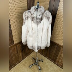 BEAUTIFUL VINTAGE TWO TONE FOX FUR COAT JACKET SIZE SMALL